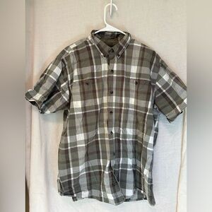 CE Schmidt Workwear Men's XL Plaid Short Sleeve Button Up Shirt Front Pocket